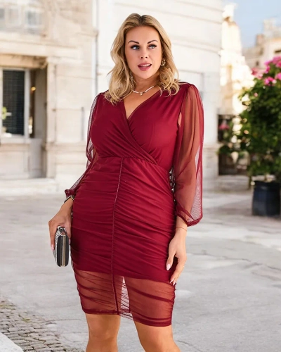 Женское мини-платье Royalfashion со сборкой PLUS SIZE