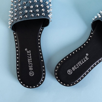 Голубые женские шлепанцы с шипами Maurella