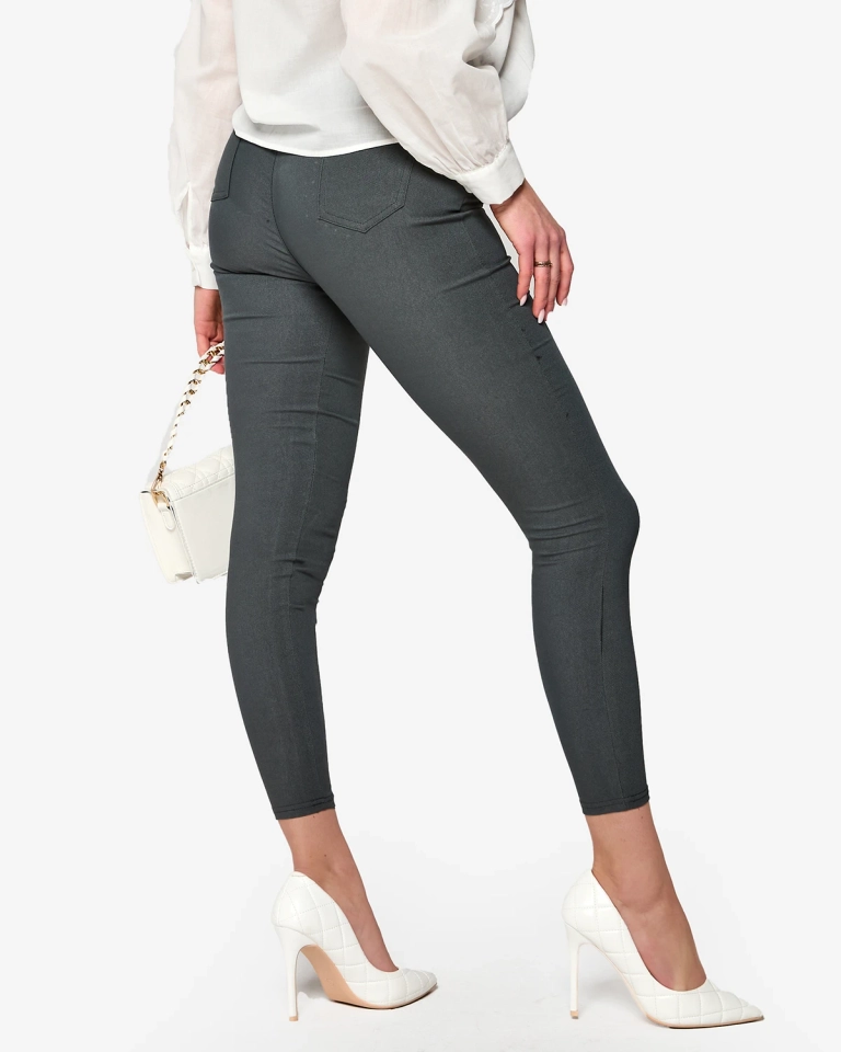 Женские леггинсы с карманами темно-серого цвета - Одежда