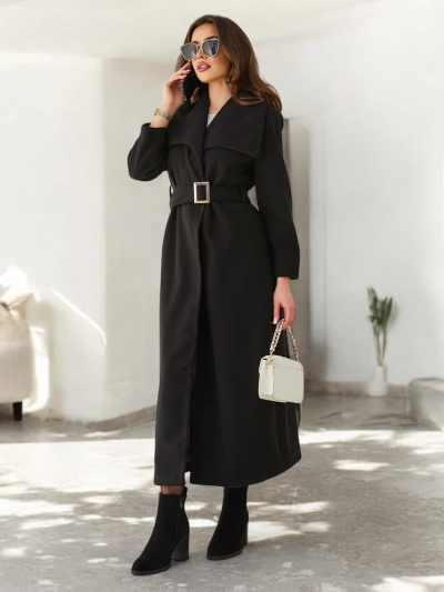 Royalfashion Женское макси-пalto с поясом