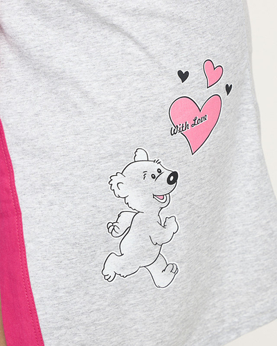 Халат женский серый с розовыми вставками - Одежда