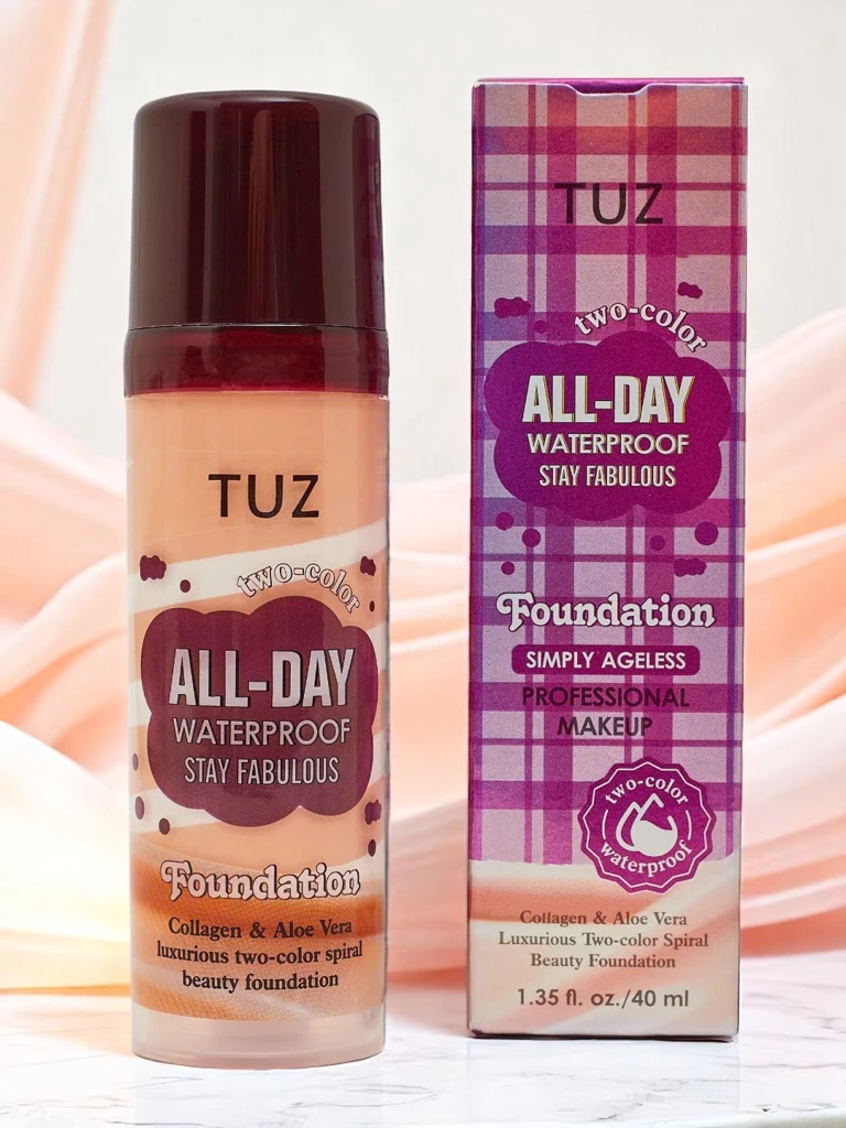 Drėkinamasis dviejų atspalvių veido makiažo pagrindas su kolagenu Smėlio spalvos