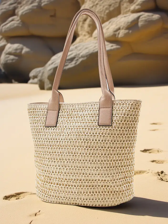 Royalfashion Didelė šiaudinė moterų vasaros rankinė