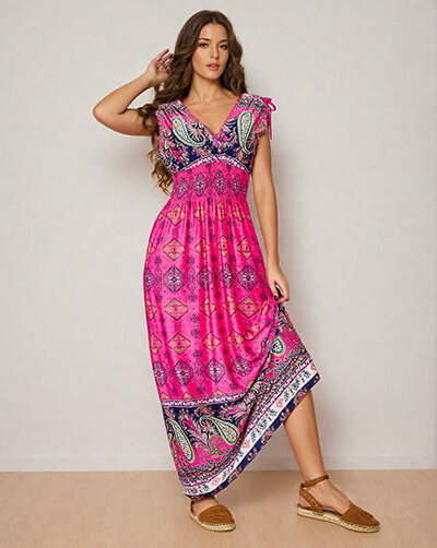 "Royalfashion" Moteriška raštuota midi suknelė