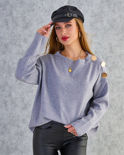 Royalfashion Тонкий женский свитер с украшениями на плечах