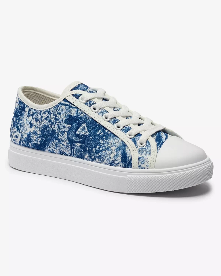 Сине-белые женские теннисные кроссовки с принтом Denoll- Footwear
