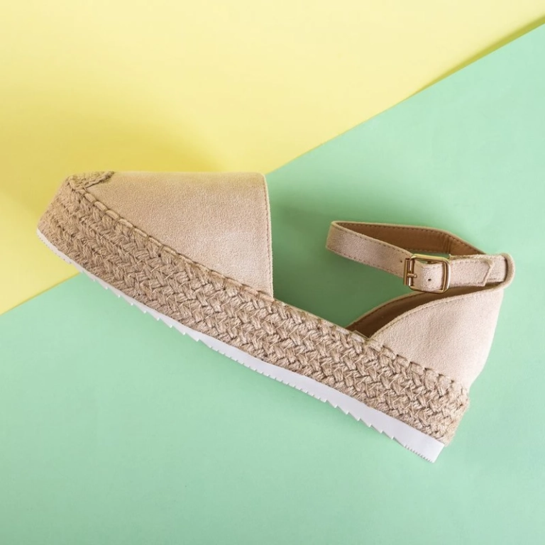 OUTLET Бежевые женские босоножки a'la эспадрильи на платформе Palira-Shoes