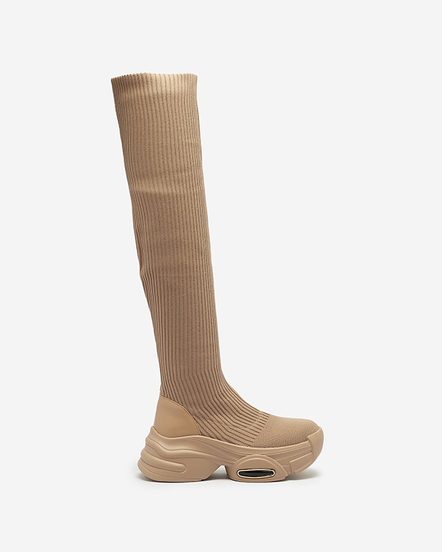 OUTLET Женские сапоги-скольжения через колено светло-коричневого цвета Georis - Обувь