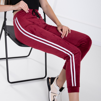Бордовые женские спортивные штаны с лампасами