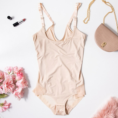 Moteriškas smėlio spalvos bodis su permatomu intarpu - Apatiniai rūbai