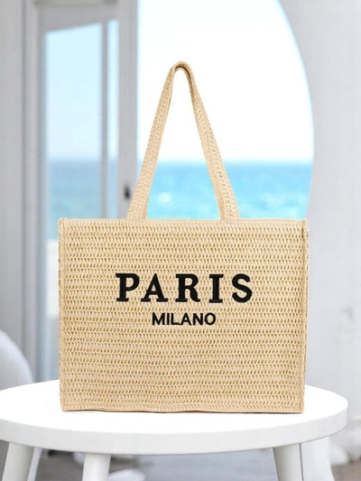 Royalfashion Didelė moteriška šiaudinė rankinė Paris Milano Large