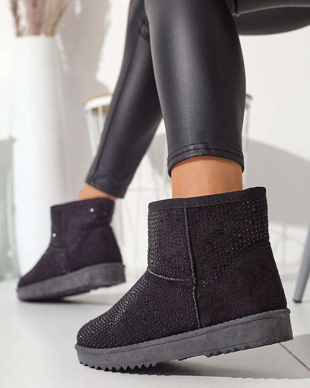 Черные женские сапоги со стразами Rudis