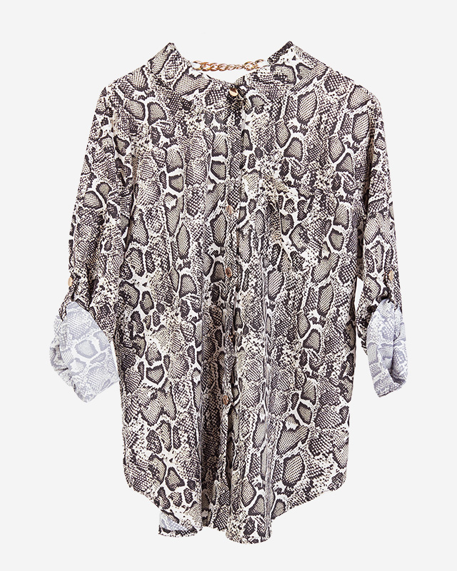 Raštuoti moteriški marškiniai su grandinėle - Drabužiai