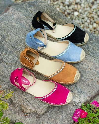 Royalfashion Mėlynos spalvos moteriškos espadrilės su cirkonais Rieta