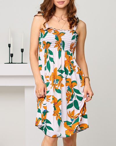 Trumpa suknelė su petnešėlėmis baltos spalvos - Drabužiai