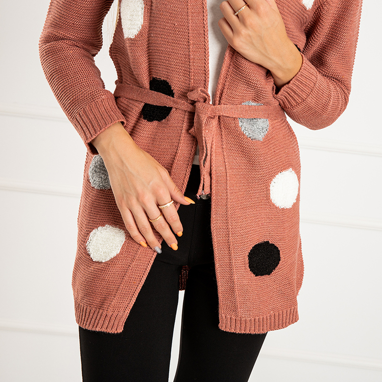 Темно-розовый женский кардиган с цветными вставками (Турция)