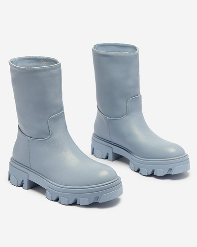 Голубые женские сапоги с утеплением Mekira