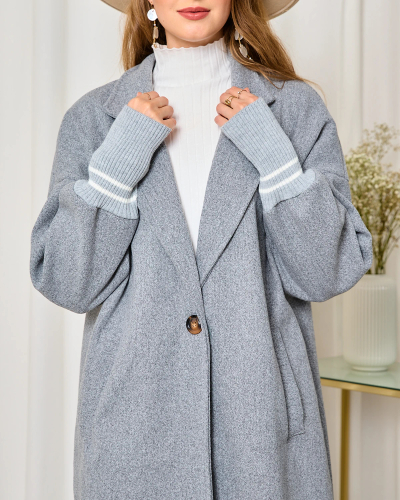 Royalfashion Женское пальто-жакет длиной до колена серого цвета