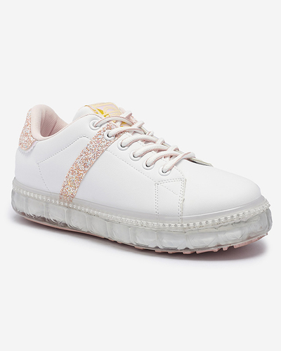 Женские спортивные кроссовки белого цвета с розовыми вставками Asxa- Footwear