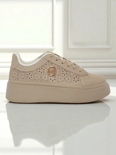 Sneakersy platforma Callista Royalfashion ecru skóra ekologiczna – sztos!