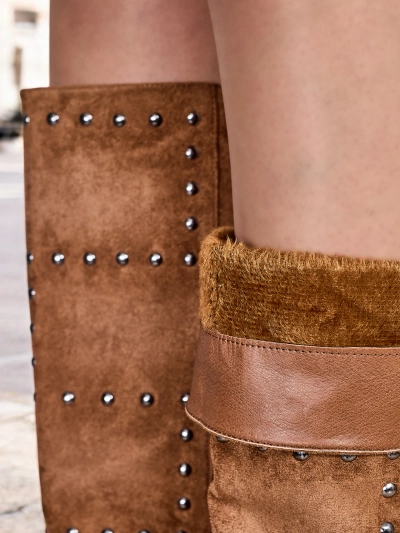 Royalfashion Moteriški batai su paslėpta kojine tamsiai juodos spalvos Airada