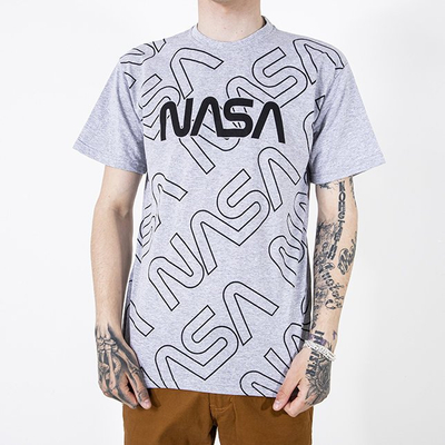 Pilki vyriški marškinėliai su užrašais-Drabužiai