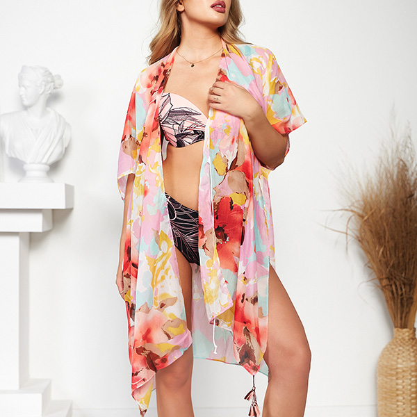 Rožinio rašto moteriškas pareo - Drabužiai