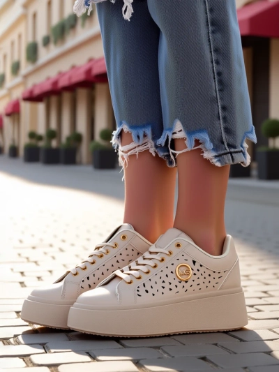 Женские кроссовки Ecru на платформе Boreas Royalfashion экологическая кожа