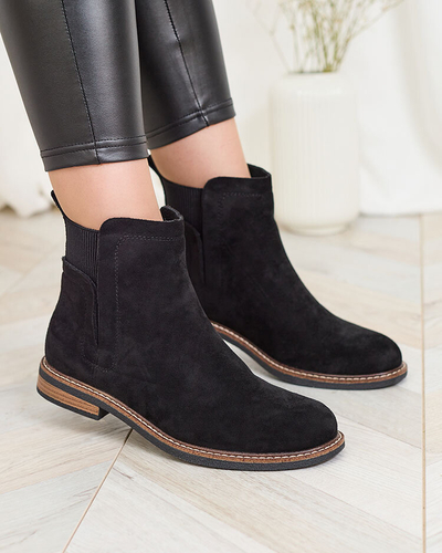 Royalfashion Черные женские сапоги из экозамши Veysi а'la sztyblettes