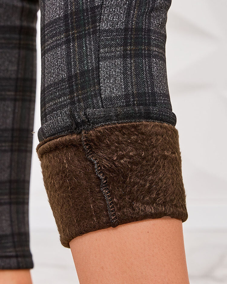 Royalfashion Moteriškos apšiltintos languotos tegins kelnės