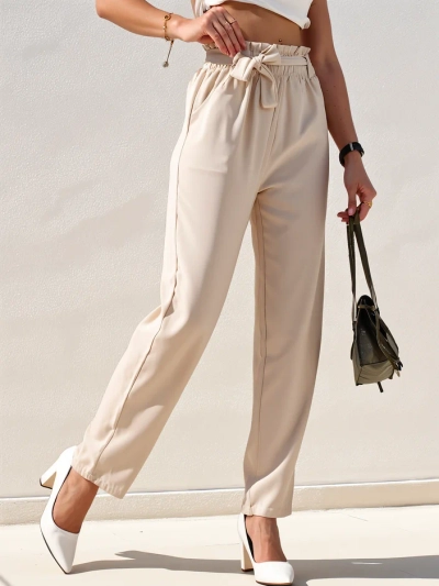 Royalfashion Paprastos moteriškos kelnės pagamintos iš audinio su diržu