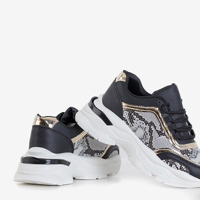 Juodi moteriški sportiniai bateliai su įspaudais a'la gyvatės oda Botar - Avalynė