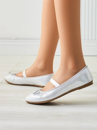 Royalfashion Blizgantys moteriški baleto bateliai su kaspinu ir elastiku Safte