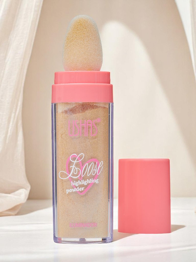 USHAS Birių tekstūrų veido švytėjimo suteikiantis higlighteris su kempinėle Golden Petal