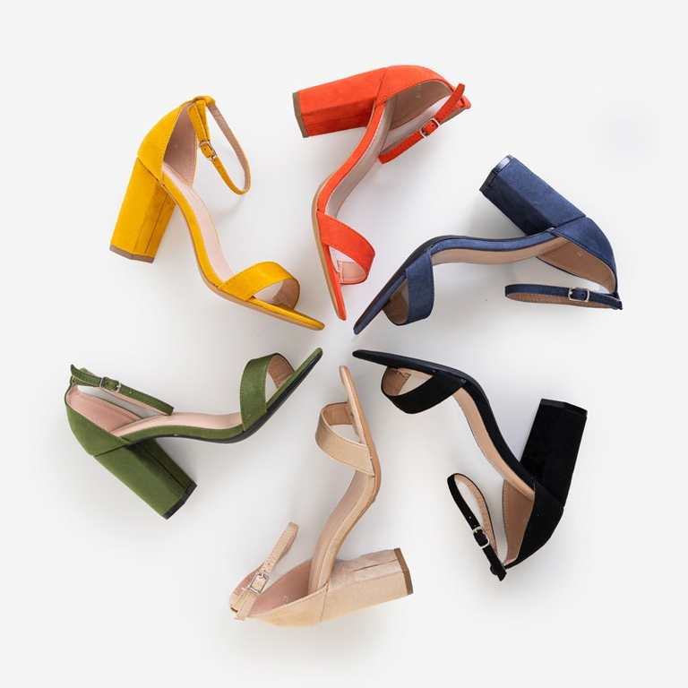 Темно-синие женские босоножки на каблуке Anniet