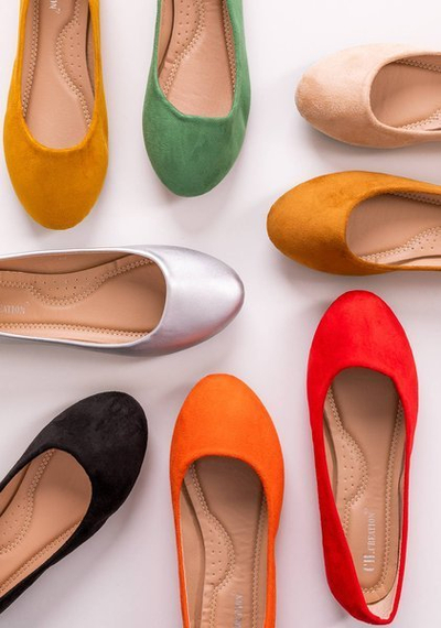 Royalfashion Oranžiniai moteriški balerinai iš ekovatos Marius