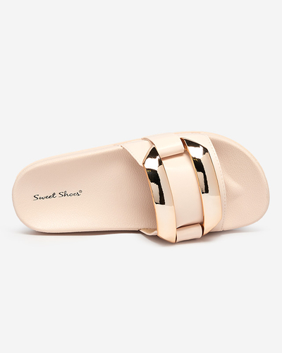 Moteriškos smėlio spalvos šlepetės su auksiniu Serina ornamentu - Avalynė