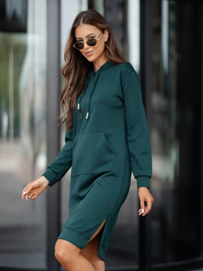 Royalfashion Dresowa wiskozowa sukienka z kapturem