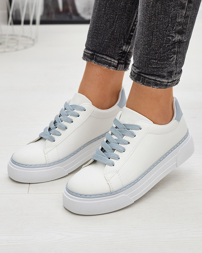 Balti moteriški sportiniai bateliai su mėlynais įdėklais Assalia - Avalynė