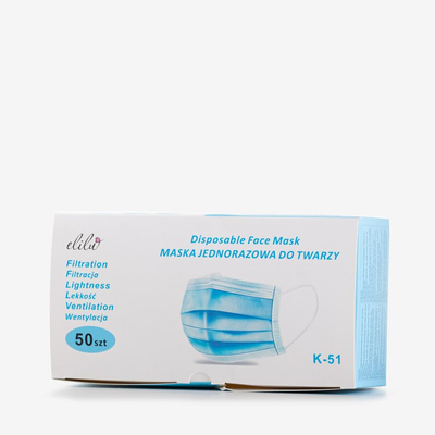 Balta 3 sluoksnių apsauginė veido kaukė 50 vnt. - Kaukės