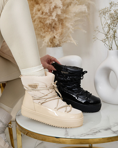 Royalfashion Женские сапоги-слипы a'la snow boots бежевого цвета Nevsone