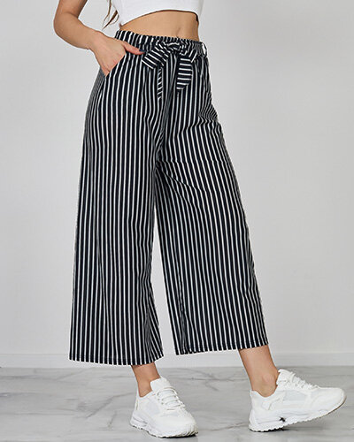 Royalfashion Женские широкие брюки в полоску 7/8