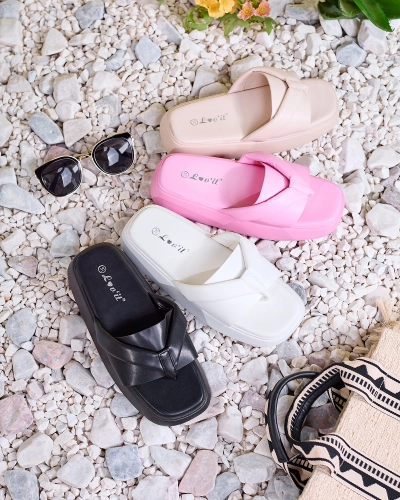 Royalfashion Бежевые женские шлепанцы на платформе Luna Sole