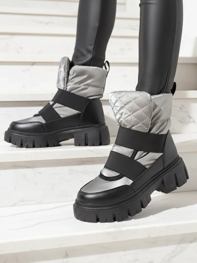 Juodai pilki moteriški sniego batai plokščiu padu "Ferory- Footwear"