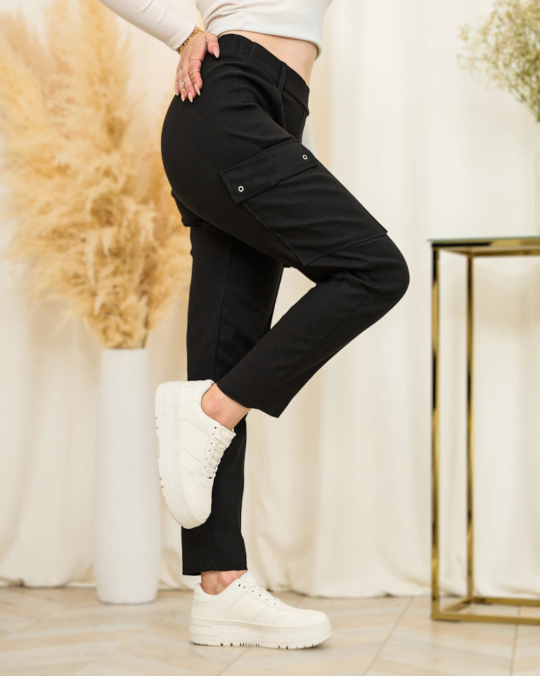 Royalfashion Женские прямые боевые брюки черного цвета