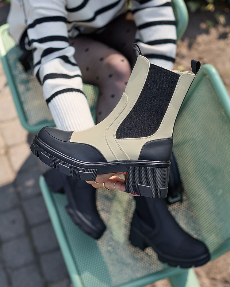 "Royalfashion" Moteriški matiniai smėlio spalvos "Bevta" batai plokščiu kulnu