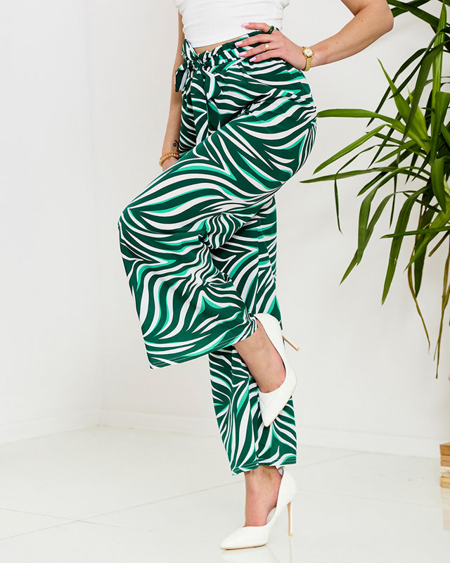 Выкройка женских брюк палаццо зеленого цвета- Одежда