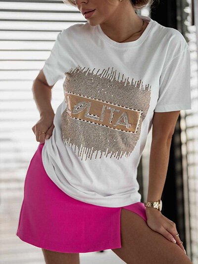 Royalfashion Женская футболка с цирконами