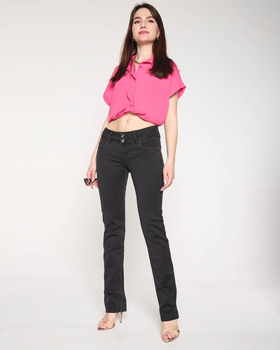 Классические женские черные джинсы с заниженной талией - Одежда