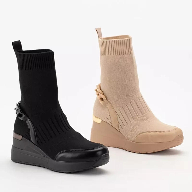 Черные женские ботильоны на танкетке Empleh